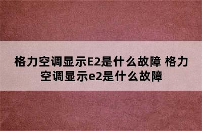 格力空调显示E2是什么故障 格力空调显示e2是什么故障